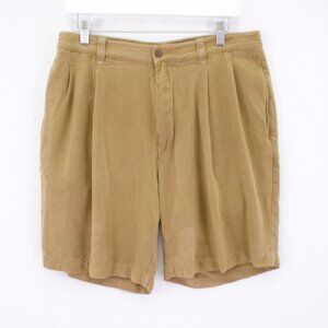 Tommy Bahama Brown Pleated 100% Silk Shorts 33 / 8 High Rise Tagged‎ 34